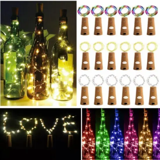 10-Pack Wine Bottle Cork Lights - 20 LED Battery-Operated String Lights Warm white {2}