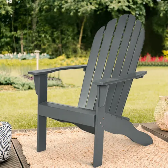 Wooden Outdoor Lounge Chair with Ergonomic Design for Yard and Garden Grey {2}