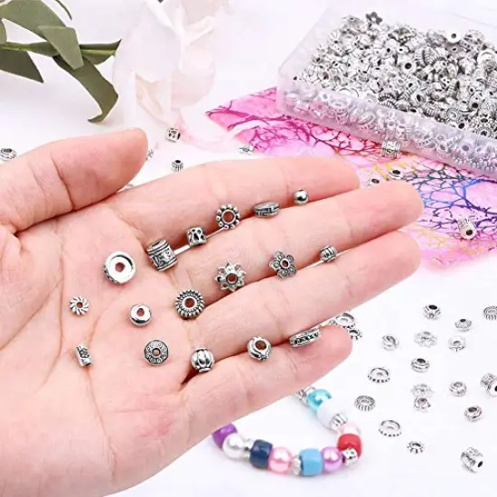 900 Pieces Metal Spacer Beads for Making Bracelet, Necklace, Jewelry Making and Findings Accessories, Silver {6}