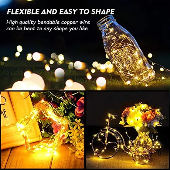 YOEEN 20 Pack Fairy Lights Battery Operated 3.3ft 20 LED Mini String Lights Copper Wire Firefly Starry Lights for Mason Jars Wedding Centerpieces Party Christmas Decor, Warm White {4}