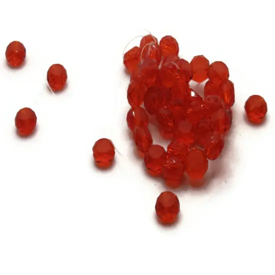 36 8mm Red Coin Faceted Flat Round Glass Beads {1}