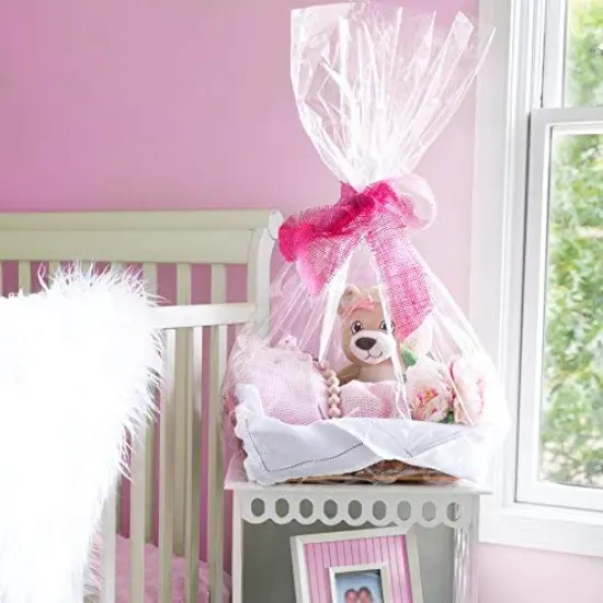 5 Pieces Clear Basket Bags, Large Clear Cellophane Wrap for Baskets & Gifts 30"x 40" 1.5 Mil Thick (5) {1}