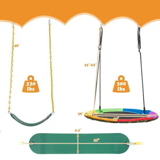 2-Pack Swing Set Swing Seat Replacement and Saucer Tree Swing (Without Stand) {5}