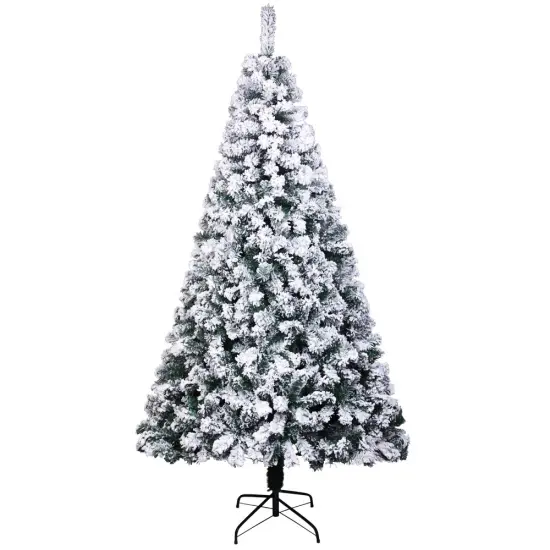 7ft Pvc Flocking Christmas Tree 1300 Branches Spread Out Naturally Tree {1}
