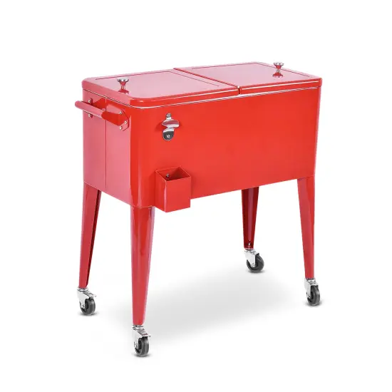 Red Portable Outdoor Patio Cooler Cart {3}