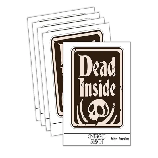 Dead Inside Goth Skeleton Macabre Waterproof Vinyl Phone Tablet Laptop Water Bottle Sticker Set - 5 Pack {1}