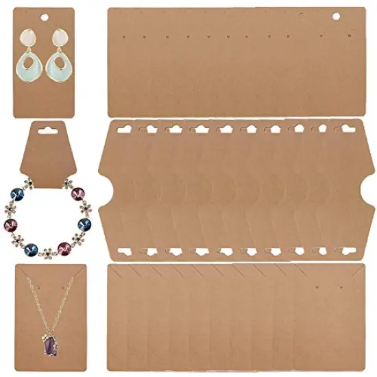 150 Pieces Earring Cards Necklace Cards Bracelet Cards Earring Holder Cards Necklace Display Cards Kraft Paper Tags for Jewelry Display {2}