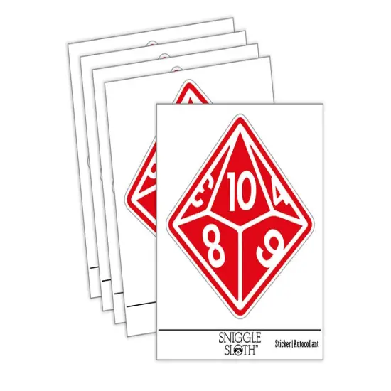 D10 10 Sided Gaming Gamer Dice Critical Role Waterproof Vinyl Phone Tablet Laptop Water Bottle Sticker Set - 5 Pack {2}