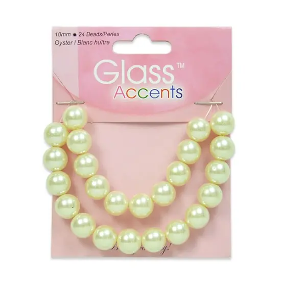 6 Packs of Round Pearl Glass Beads Pack of 24 {1}