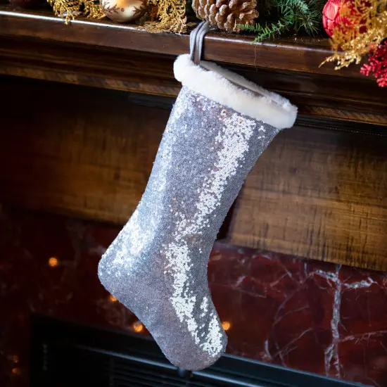 Reflective Silver Sequin Stocking {2}