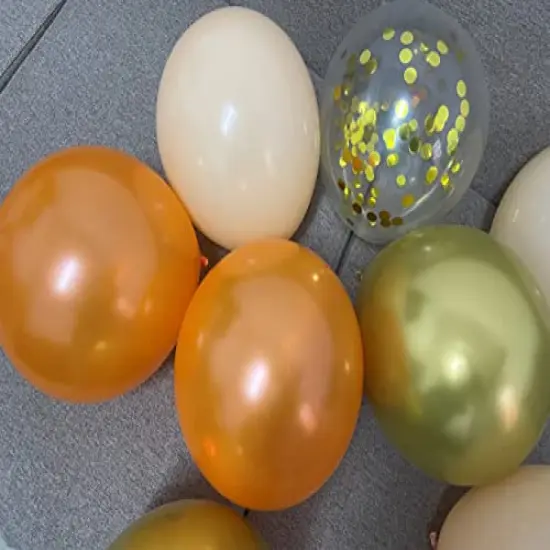 50 Pieces Orange Gold Nude Balloons – Metallic Orange Cream Gold Balloons for Birthday Harvest Graduation Anniversary Party Decorations (Orange + gold) {3}