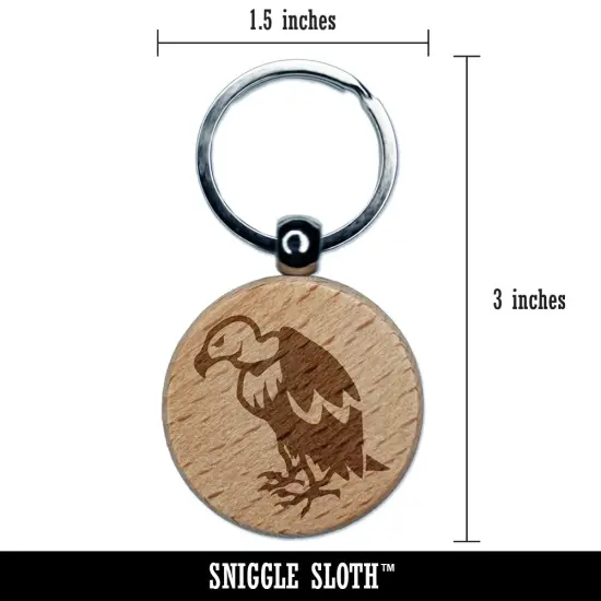 Condor Vulture Bird Engraved Wood Round Keychain Tag Charm {2}
