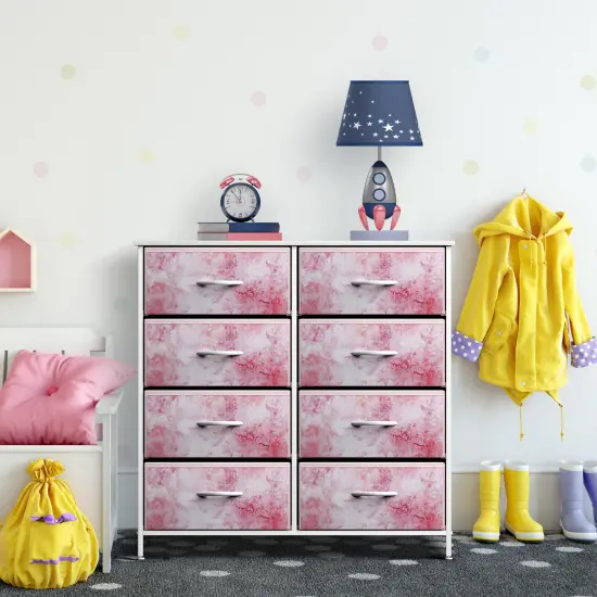 Sorbus Extra Wide Dresser Organizer With 8 Drawers - Large Storage Furniture for Bedroom, Hallway, Living Room, Nursery & Closet Tie dye pink {4}