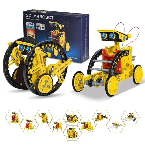 Solar Robot Kit for Kids Age 8-12, 12-in-1 Build Your Own Robot with Solar Panel & Battery Power, Science Engineering Christmas Birthday Idea Gifts for Boy Age 8 9 10 11 12 {2}