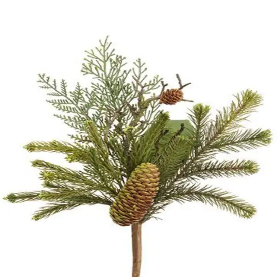 Allstate Magnolia Leaf and Pine Cone Artificial Christmas Spray - 14" - Green {1}