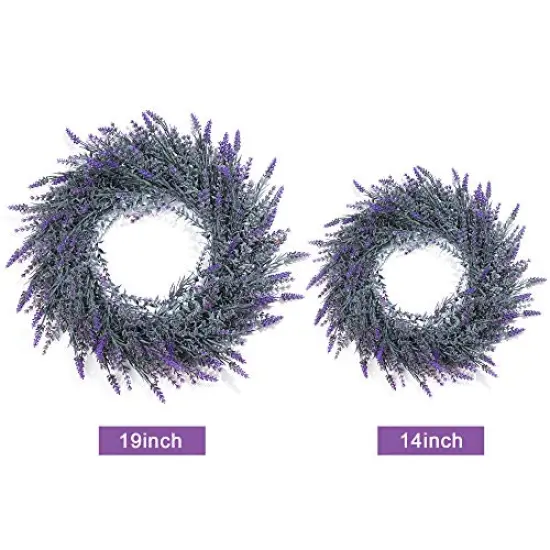 18 inches Lavender Wreaths for Front Door, Artificial Farmhouse Wreaths for Wall Window Party Wedding Decor Indoor Outdoor Spring Summer Fall Decoration for Home {6}