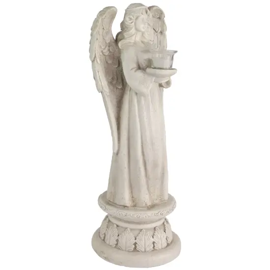 Northlight 22.5" Standing Angel with Birdbath Votive Candle Holder Outdoor Garden Statue Gray {5}