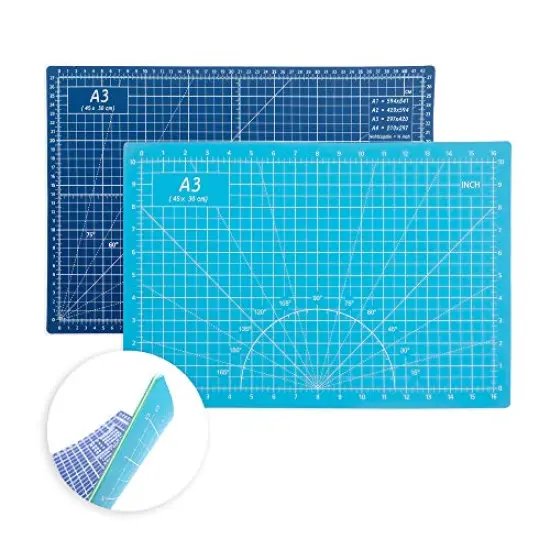 Self Healing Cutting Mat 18"x12" Non-Slip PVC Double Sided 5-Ply A3 Art Craft Rotating Mat,Sewing Crafts Hobby Fabric Precision Scrapbooking Project(Blue/Light blue) {2}