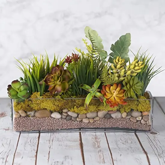 Glass Rectangle Vase (H:4" Open:16"x4") | Multiple Size Choices Rectangular Flower Vase Centerpieces | Decorative Wedding Centerpiece Vases | Glass Terrarium Container {3}