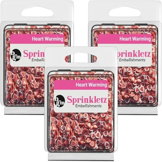 Buttons Galore Sprinkletz DIY Craft Embellishment Polymer Clay Pieces For Slime & Crafts 36 Grams - 3 Packs of Heart Warming {3}