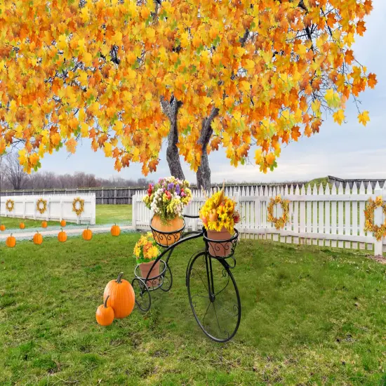 Sorbus Tricycle Plant Stand - Flower Pot Cart Holder - Ideal for Home, Garden, Patio Black {6}