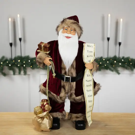 Northlight Woodland Standing Santa Claus Christmas Figure with Name List - 24" Red {3}