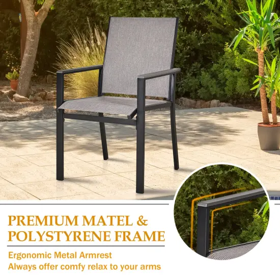 MEOOEM Patio Dining SetOutdoor Furniture Bistro Metal Table Side Table and Metal Stackable Chairs;Black {5}