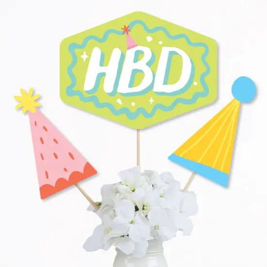 Big Dot of Happiness Party Time - Happy Birthday Party Centerpiece Sticks - Table Toppers - Set of 15 {4}