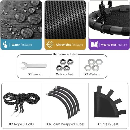 Sorbus Fabric Spinner Swing Black {4}