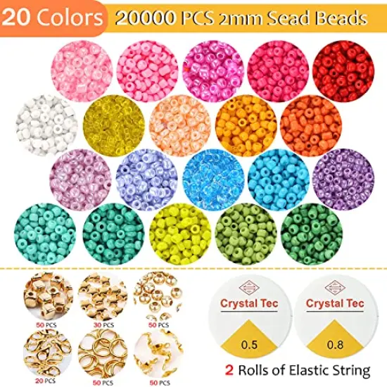 24500+ Pieces Beads for Jewelry Making Kit, Colorful Flat Round Polymer Clay Beads Glass Seed Beads for Bracelet Making Kit, Necklace Ring Heishi Beads DIY Craft Gift for Kids Girls {5}