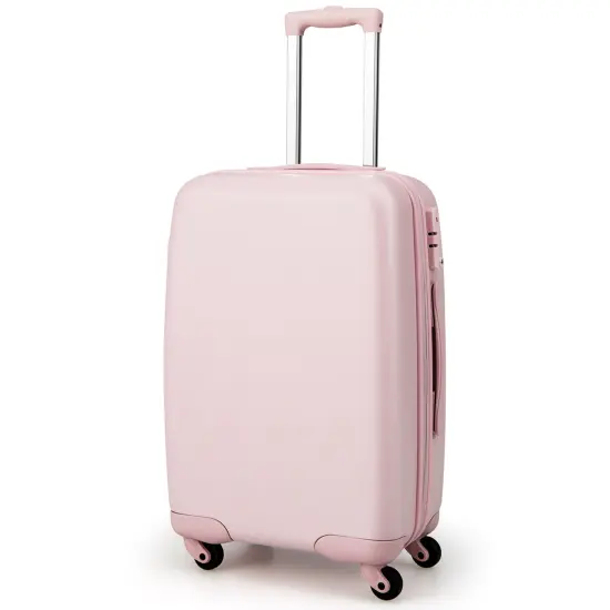 Costway 20'' Carry-on Luggage PC Hardshell Airline Approved Lightweight Suitcase Blue/Pink {8}