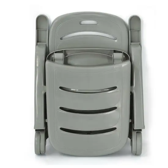 5 Position Adjustable Folding Lounger Chaise Chair on Wheels Grey {5}