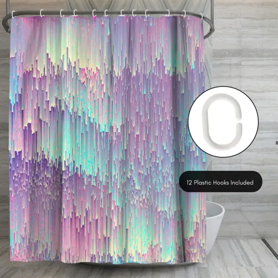 Americanflat 71" x 74" Shower Curtain, Iridescent Glitches by Emanuela Carratoni {5}