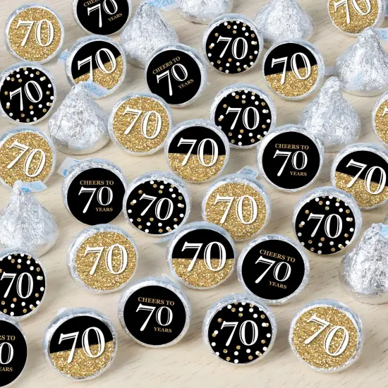 Big Dot of Happiness Adult 70th Birthday - Gold - Birthday Party Small Round Candy Stickers - Party Favor Labels - 324 Count {1}