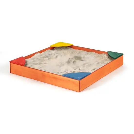 Kids Outdoor Wooden Backyard Sandbox with Built-in Corner Seating {3}
