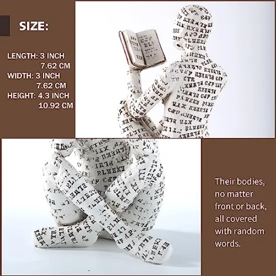 1 Pack Home Decor Pulp Reading Women Thinker Statue Aesthetic Sculpture Room Decor Modern Abstract Decoration on Shelf Table Desk for Living Room Office Bedroom A {6}
