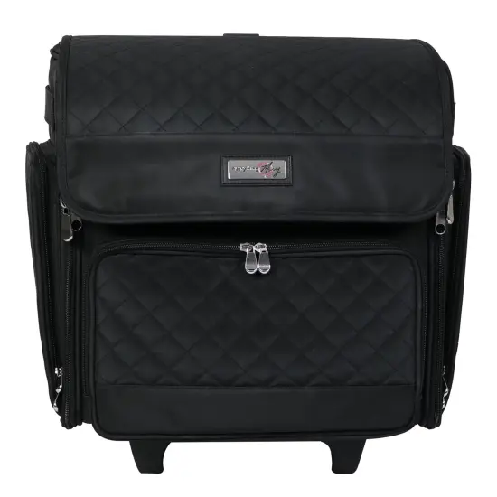 Deluxe Collapsible Rolling Scrapbook Case, Black Quilted {4}