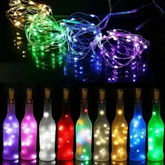 10-Pack Wine Bottle Cork Lights - 20 LED Battery-Operated String Lights White {5}