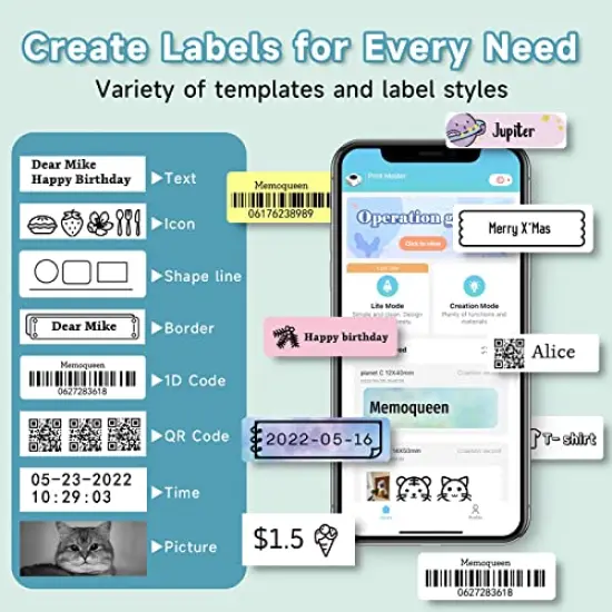 D30 Label Maker Machine with Tape, Bluetooth Thermal Mini Label Printer for Storage, Barcode, Mailing, Office Supplies, Home, Organizing Storage,Small Portable Sticker Maker, Green {6}
