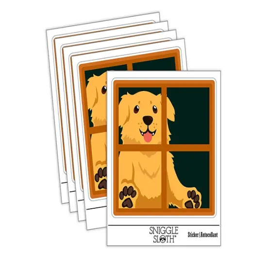 Dog Staring Out Window Waterproof Vinyl Phone Tablet Laptop Water Bottle Sticker Set - 5 Pack {2}