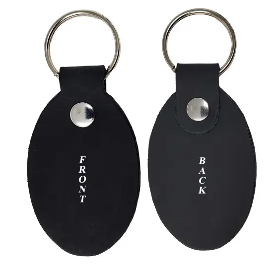 2 Sided Leather Key Chains 10 Pack-Customize it for Promotional Gifts, Fundraising, Events, Wedding - Engrave on Both Sides Black-oval {2}