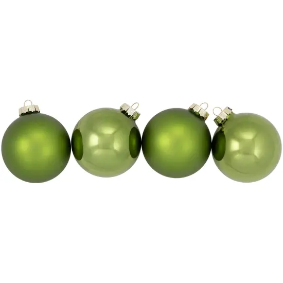 Northlight 2-Finish Glass Christmas Ball Ornaments - 3.25" (80mm) - Kiwi Green - 6ct {4}