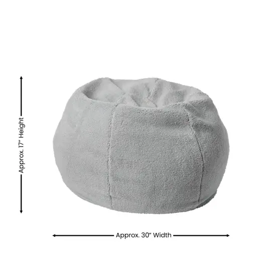 Emma and Oliver Small Bean Bag Chair for Kids and Teens Gray Sherpa {4}