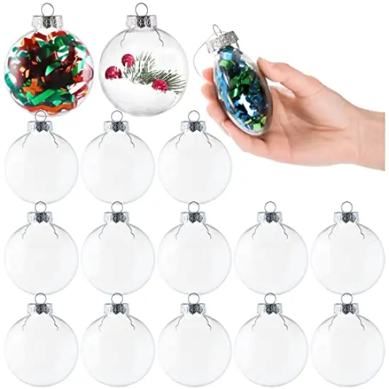 Kingrol 15 Pack Ornament Discs, 3.15 Inch Clear Plastic Fillable Ornament Ball for DIY Craft Projects, Christmas, Wedding, Party, Home Decor {1}