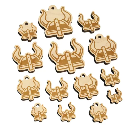 Viking Horned Helmet Mini Wood Shape Charms Jewelry DIY Craft {7}