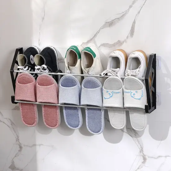 Shoe Rack Over the Door Wall Mounted Metal Storage Organizer. White {9}