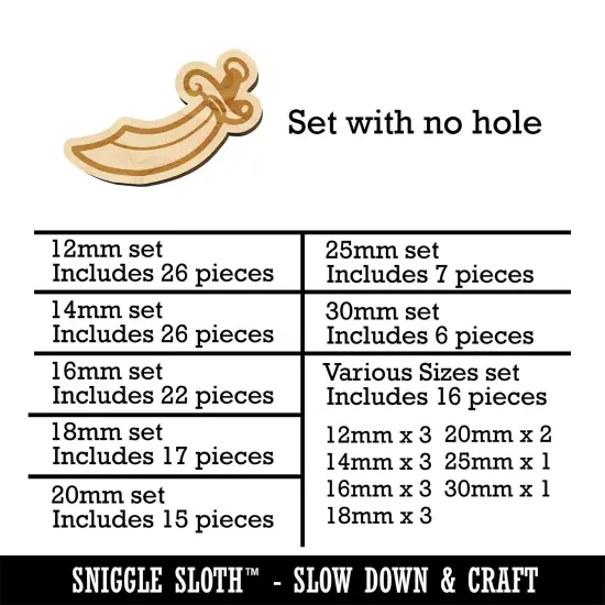 Scimitar Curved Pirate Sword Mini Wood Shape Charms Jewelry DIY Craft {1}