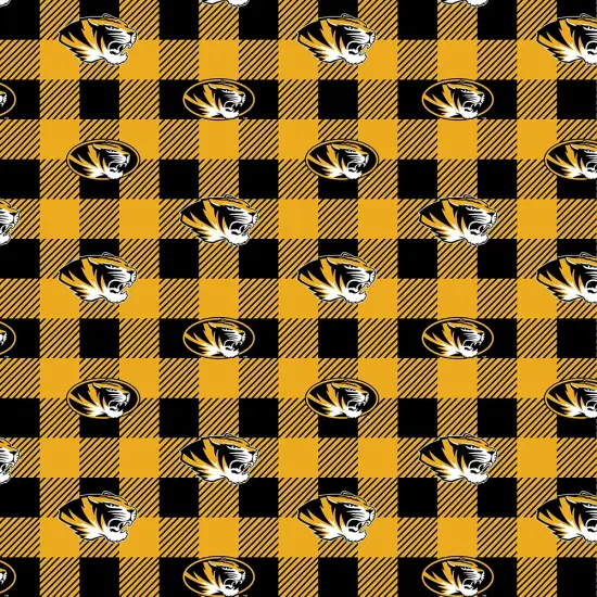 Sykel Enterprises-University of Missouri Fleece Fabric-Missouri Tigers Buffalo Plaid Fleece Blanket Fabric-Sold by the yard {1}