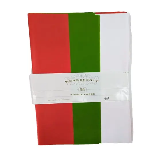 60 Sheets Red, Green & White Solid Christmas Tissue Paper {2}