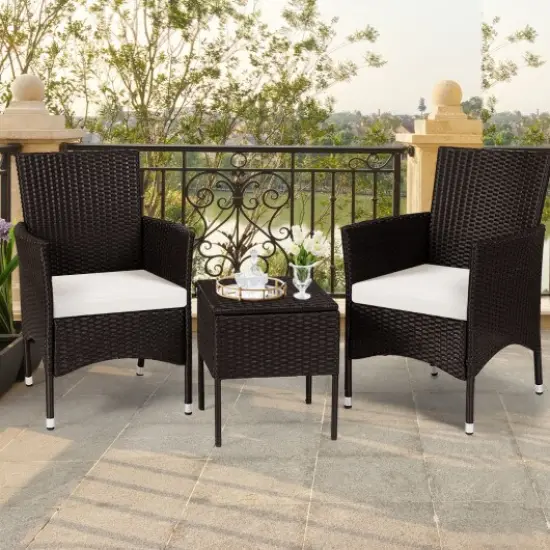 2 pcs Dining Chairs Set with 2 Cushion Covers-Black {1}